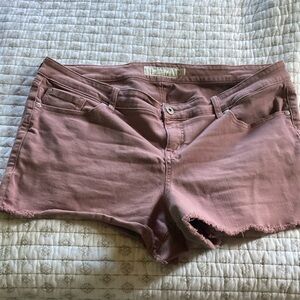 Torrid Stretch Raw Hem Mid-Rise Denim Shorts Plus Size Purple Women 18
